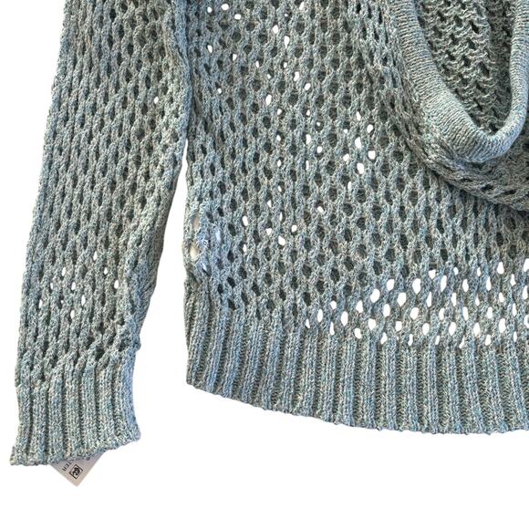 INC International Concepts Women's Blue Seashell Open Stitch Hoodie Sweater XL - Picture 10 of 11